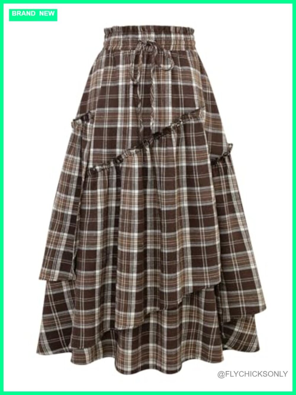 Womens Long Plaid Maxi Skirt High Waisted A-Line Flowy Pleated Renaissance